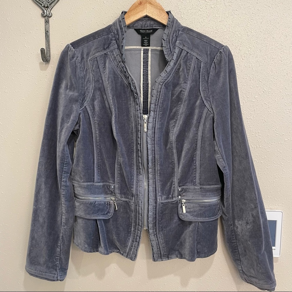 White House Black Market Velvet Zip Up Jacket